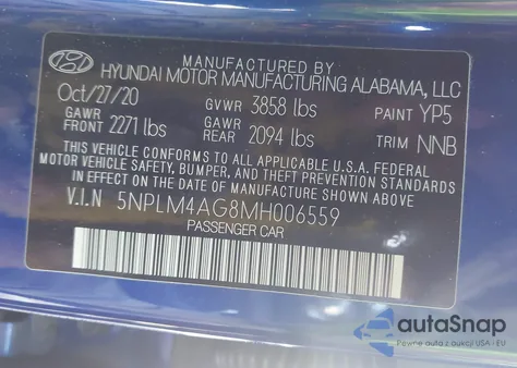 2021 Hyundai Elantra Sel from USA, damaged, VIN 5NPLM4AG8MH006559